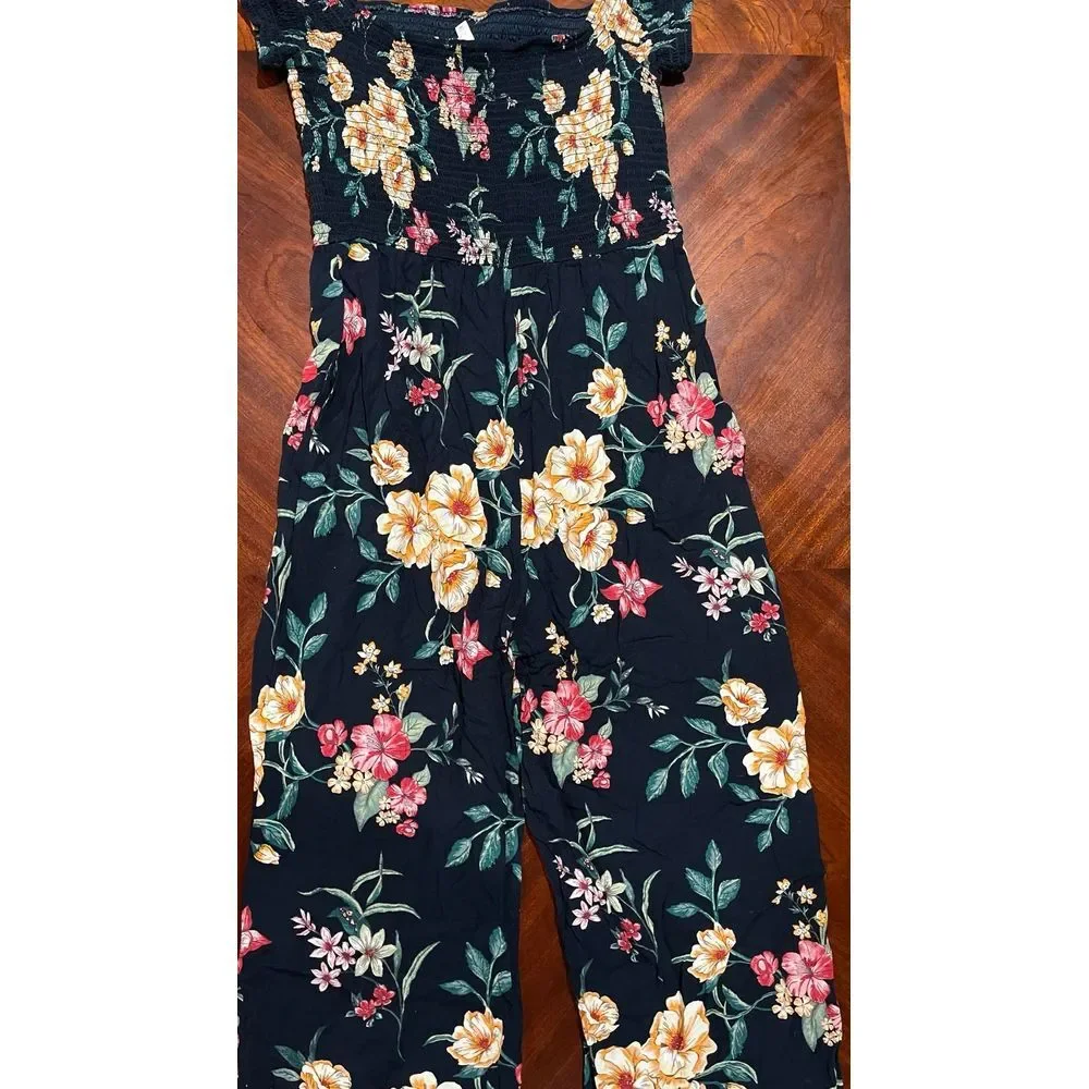 Xhilaration women's Floral blue and pink Jumpsuit size leggings‎ size medium - Picture 10 of 11